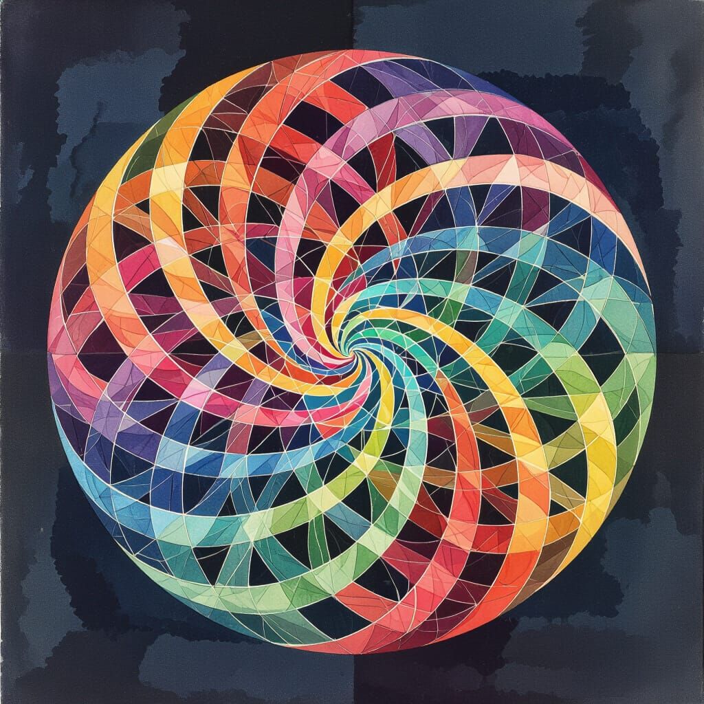 Colorful Spirograph Pattern in Watercolor Style