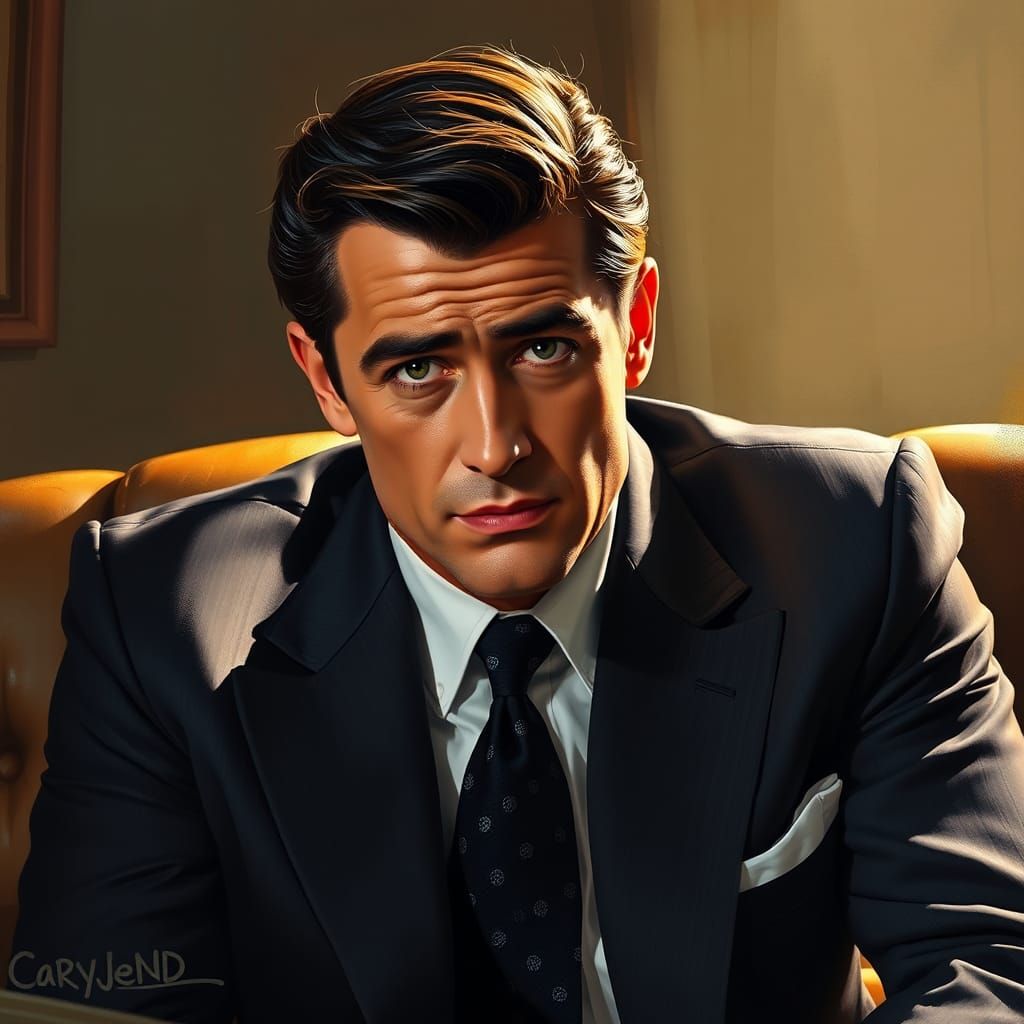 Classic Hollywood Glamour Portrait in Digital Art Style