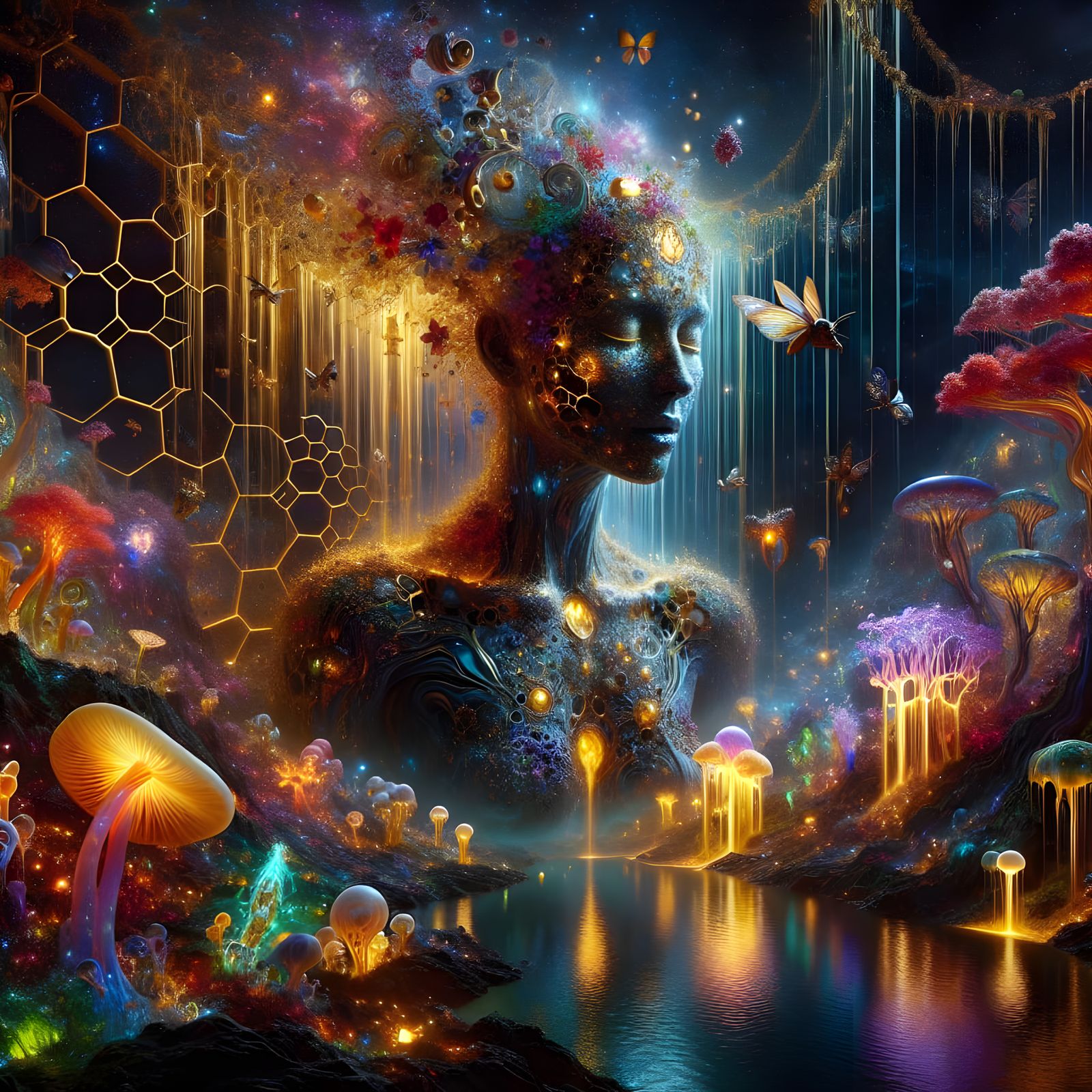 Ethereal Goddess Containing a Universe of Stardust