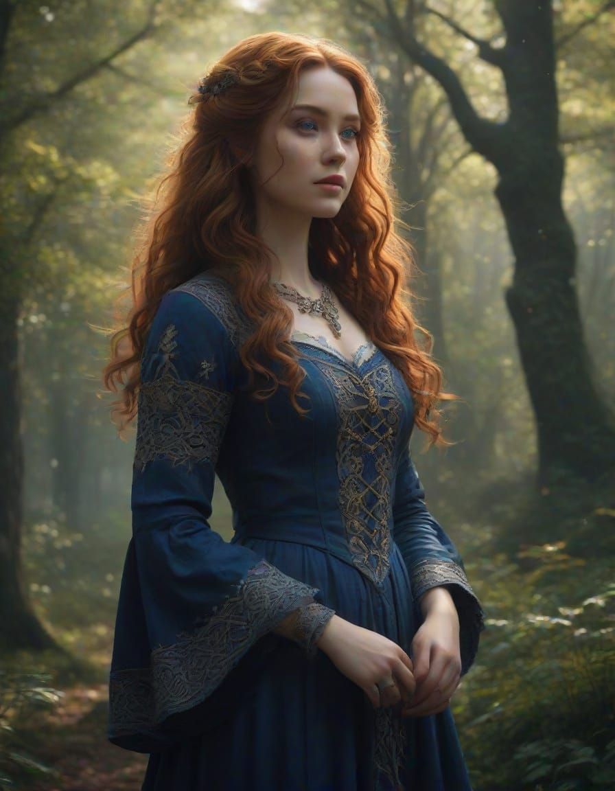 Medieval Fantasy Maiden in Celtic Attire