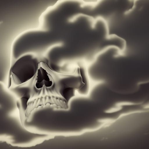 Dramatic Skull Cloudscape with Divine Light