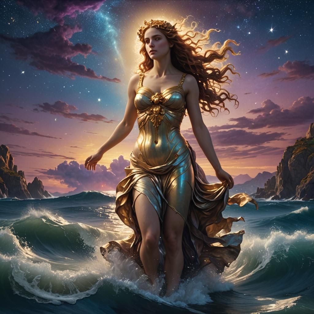 Aphrodite Rising from the Sea, Digital Matte Painting