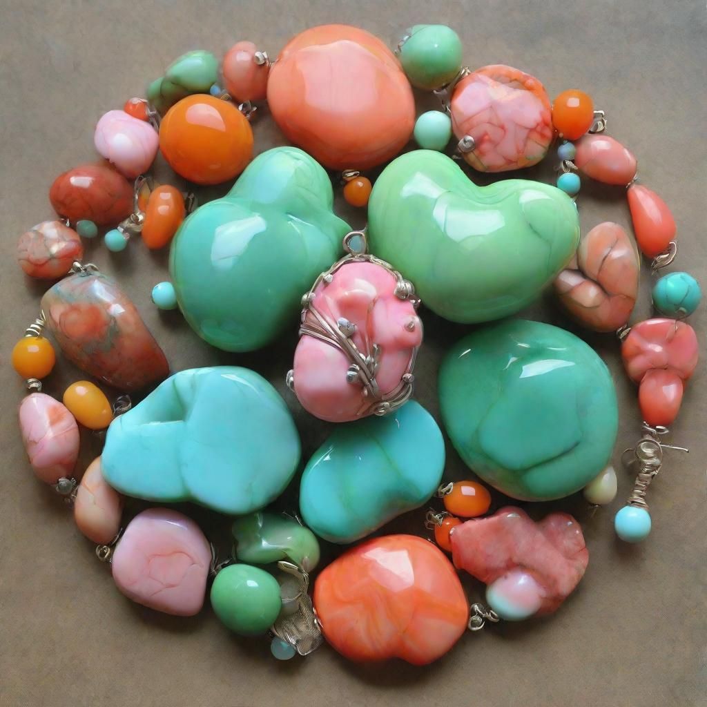 Art Nouveau Stone Bracelet with Fractal Design