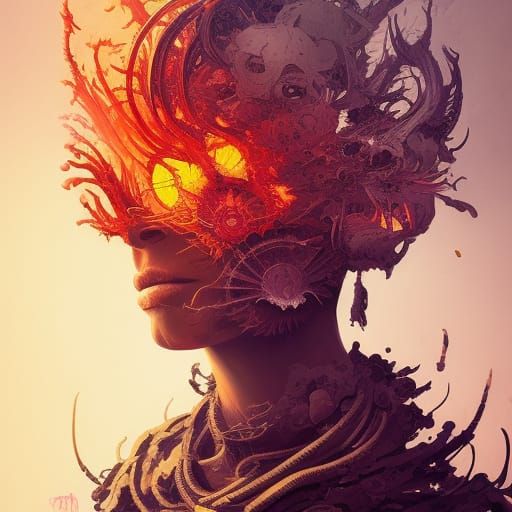 Dark Fantasy Warrior in Intricate Armor, Hyper-Detailed Digi...