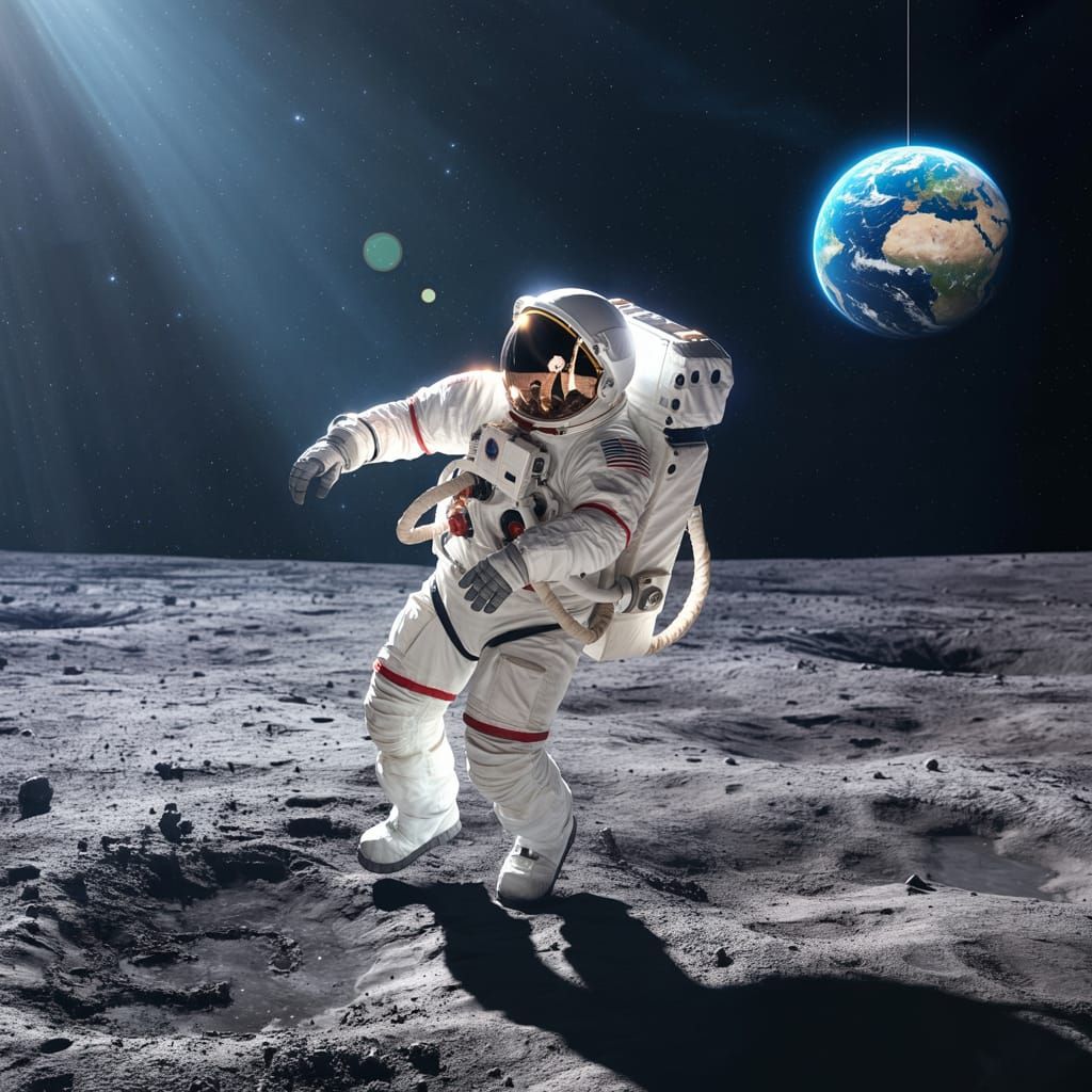 Astronaut's Chaotic Spacewalk Mishap on the Moon