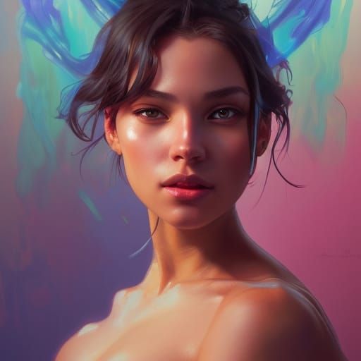 Voluptuous Portrait in Dynamic Lighting, Hyperdetailed