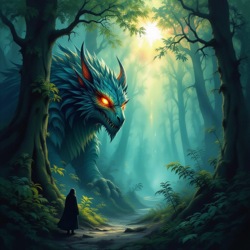 Evil Creatures in Enchanted Rainbow Forest