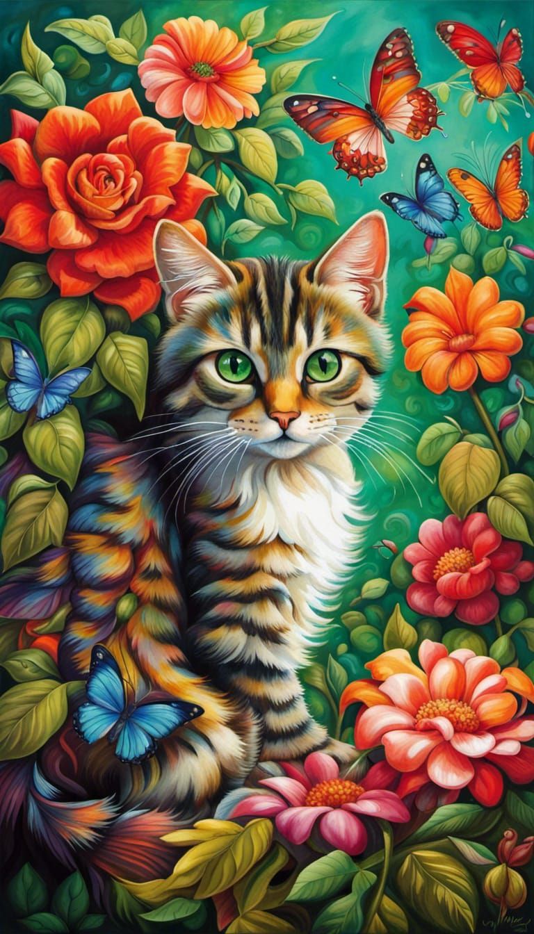 Paisley Cat in Paradise Garden