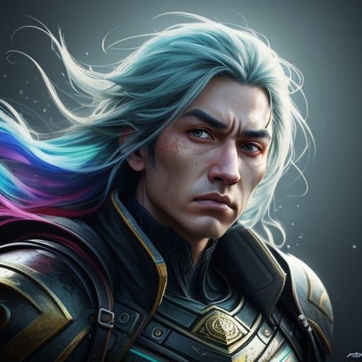 Ethereal Portrait in Vibrant Splash Art Style