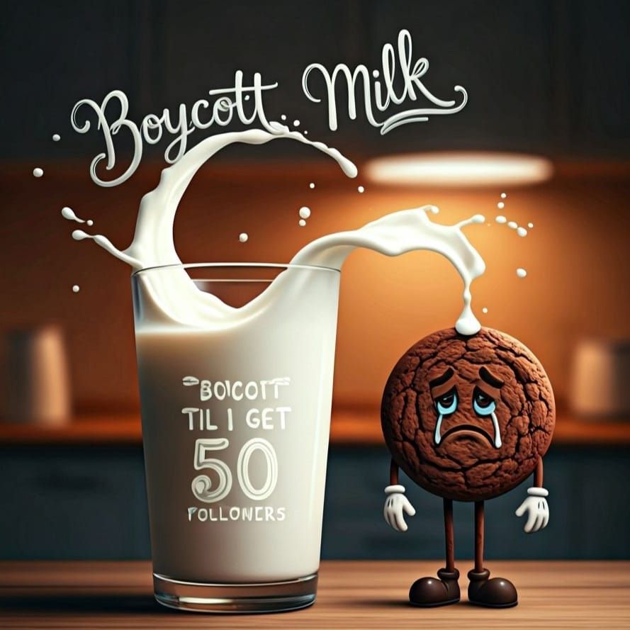Milk Spill Creates Boycott Message with Sad Cookie