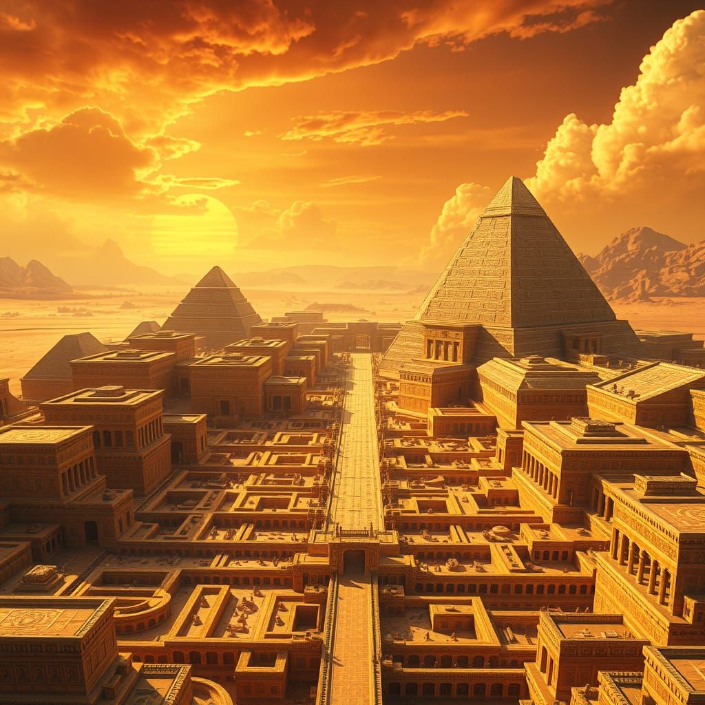 Colossal Golden Palace in Mesopotamian Style