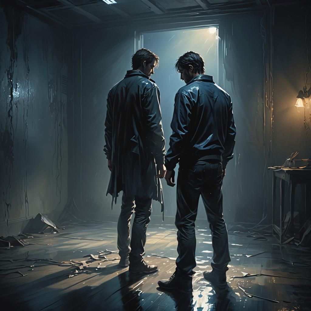 Moody Man in Empty Room: Digital Concept Art