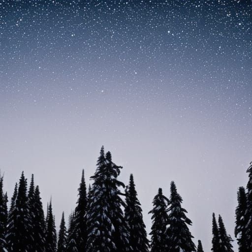 Moonlit Snow Under a Twinkling Starry Sky