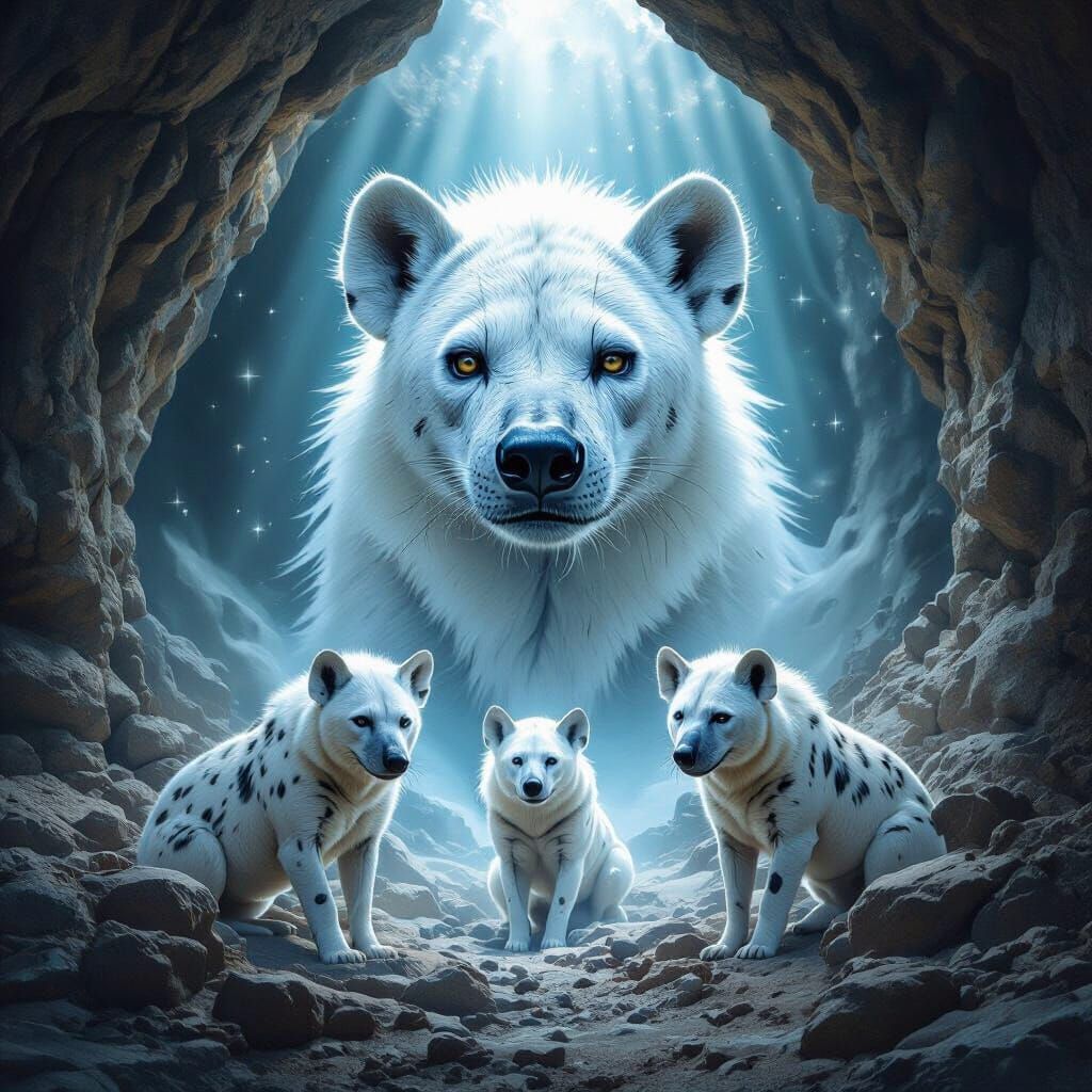 three regal white Hyena