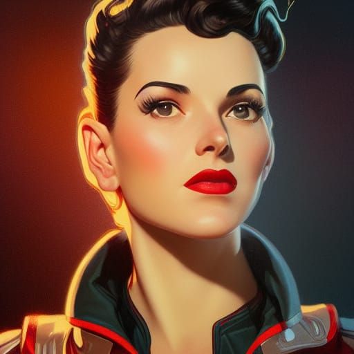 1940s Pulp Heroine Portrait in Rocketeer Uniform