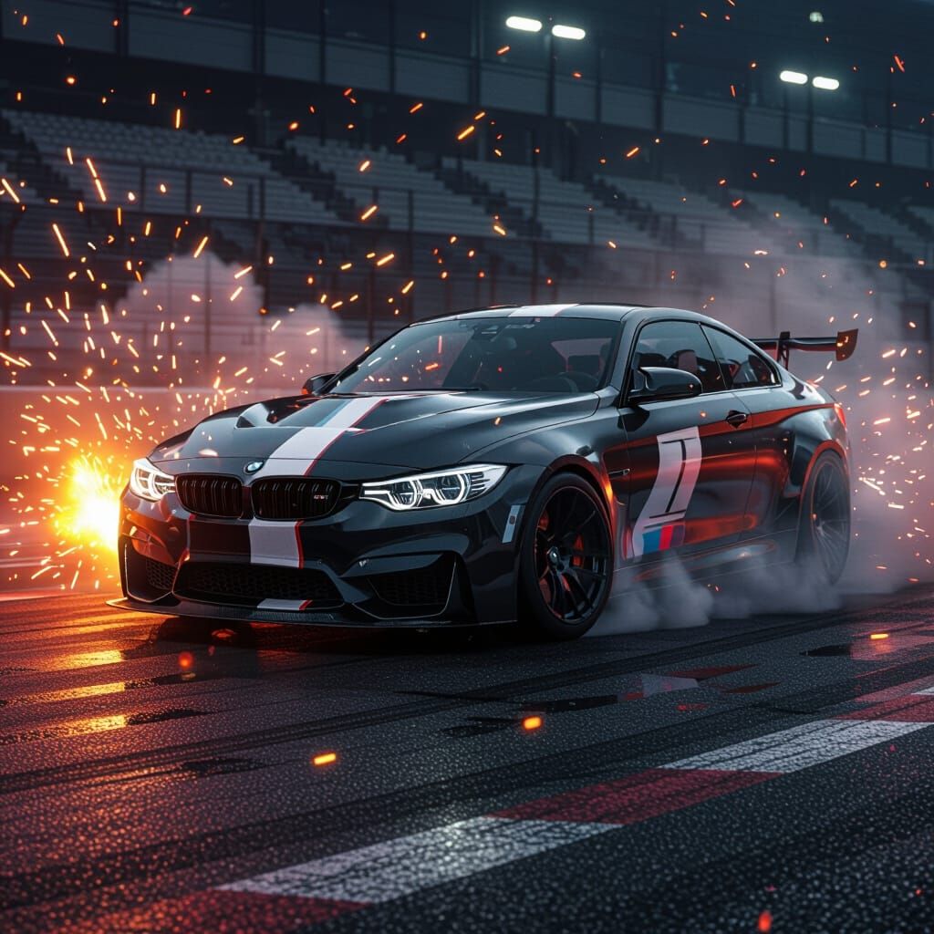 BMW M3 Burnout in a Dramatic Racing Scene