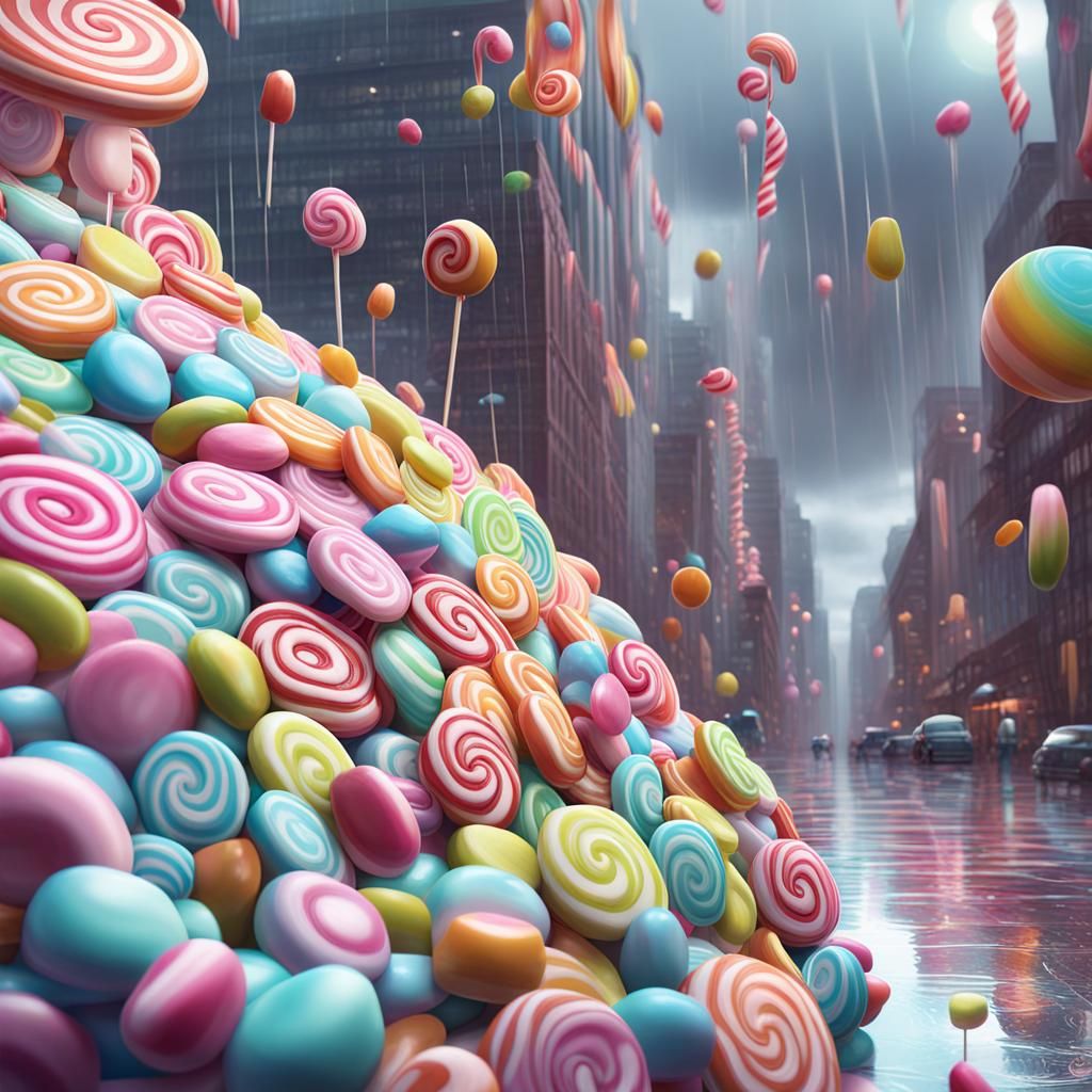 Colorful Candy Landscape in Hyperrealistic Digital Illustrat...
