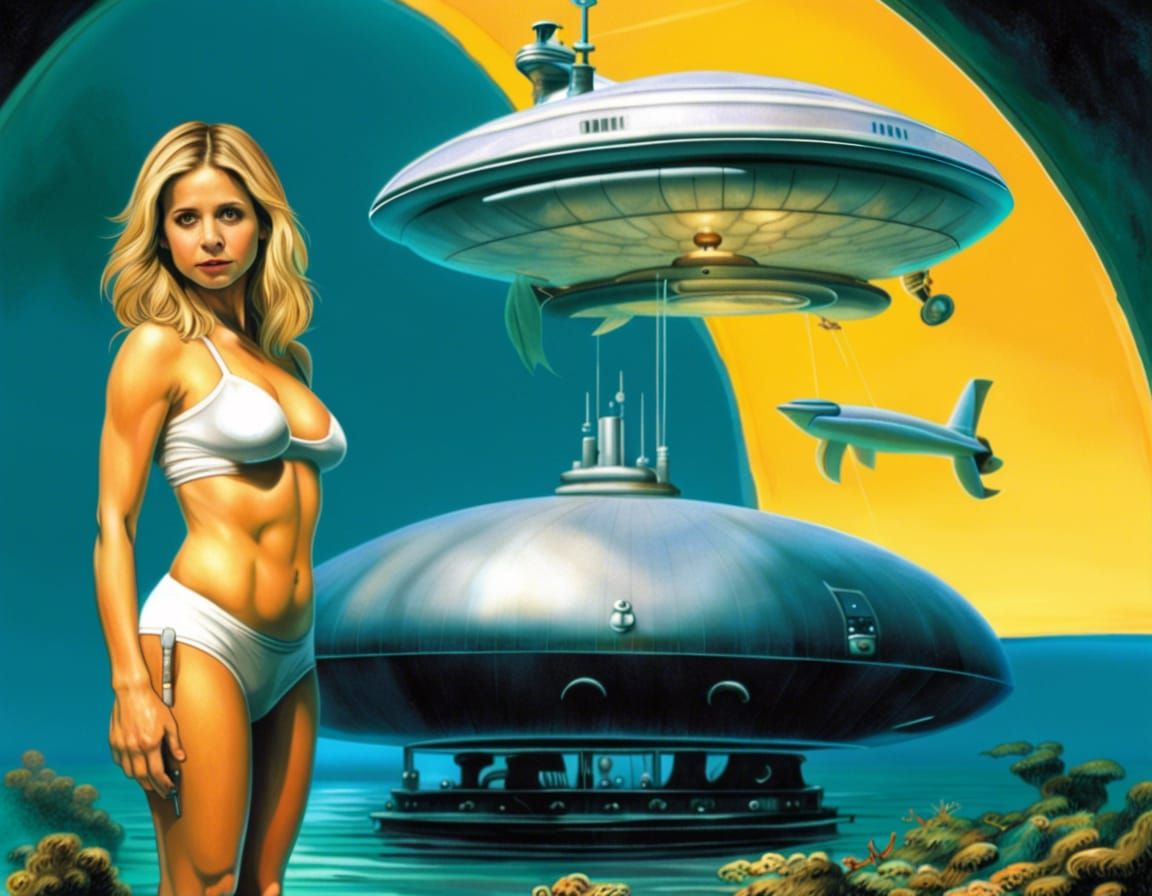 Underwater Dome with UFO and Submarine