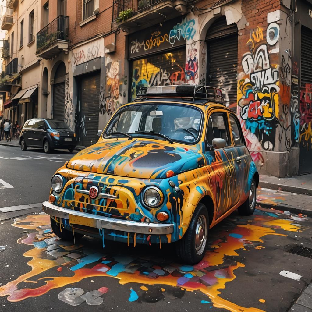 Fiat 500 Covered in Vibrant Street Art