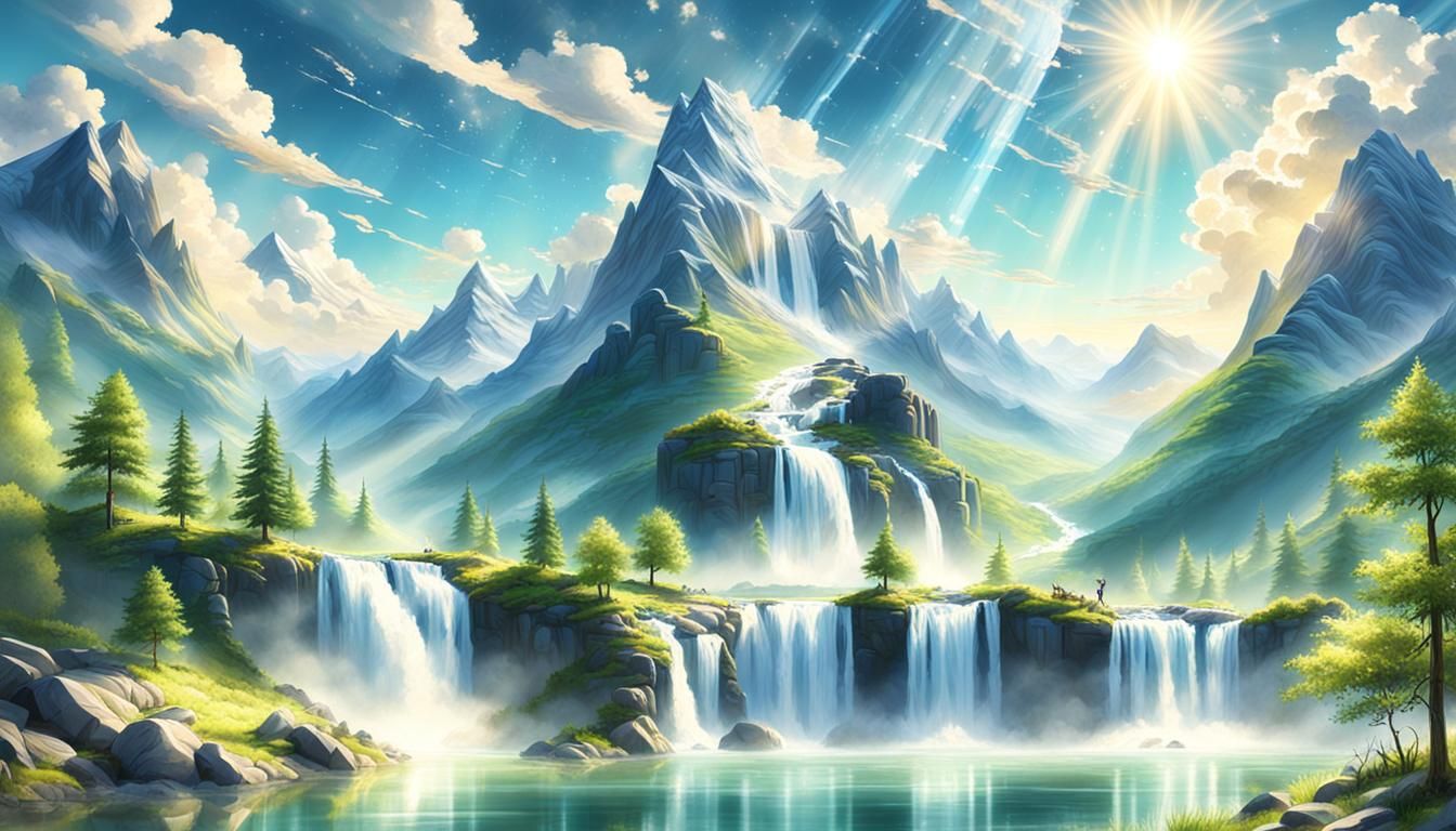 Lake, Mountain, Waterfall Aurora Borealis in 4K