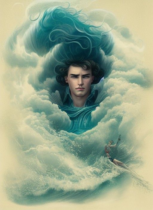 Victorian Captain Emerges from the Sea in Realism Style