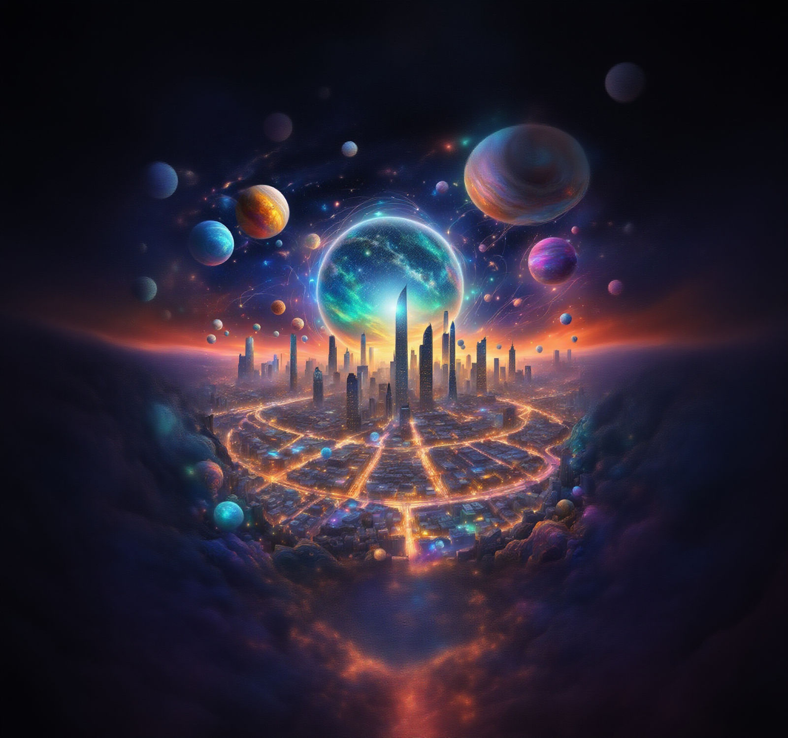 Cosmic Cityscape on Celestial Disc