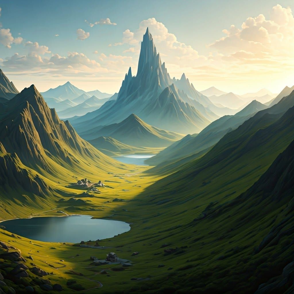 Majestic Mountain Landscape in Romantic Style