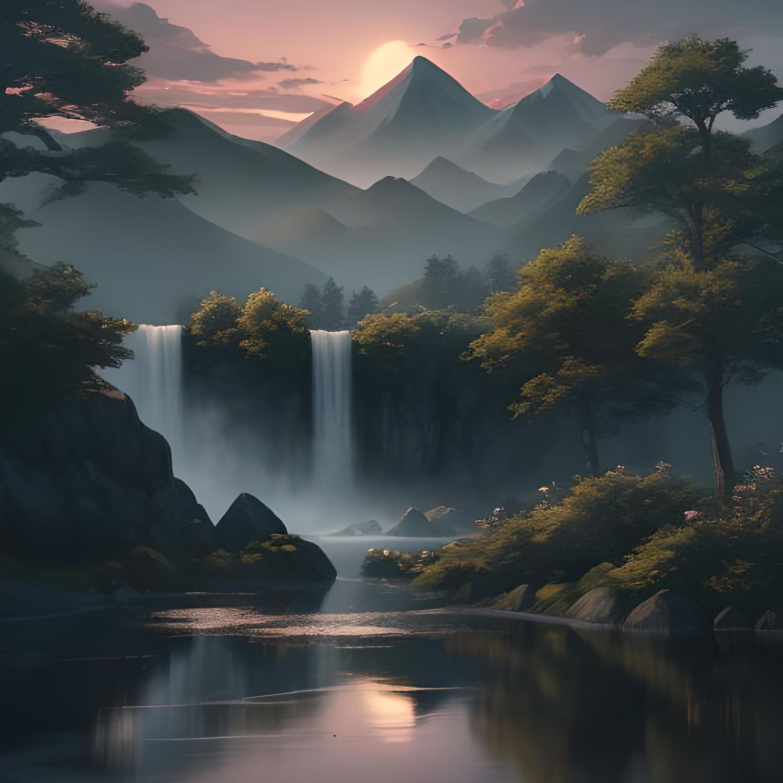 Epic Black and White Japanese Landscape in 3D