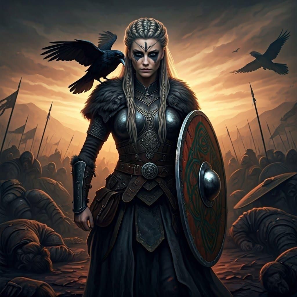 Gallic Celtic War Goddess Cathubodua on Battlefield