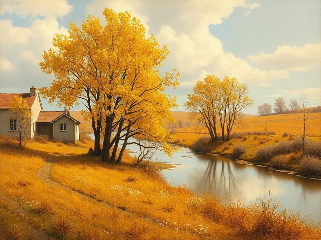 Golden Autumn Landscape in the Style of Isaac Levitan