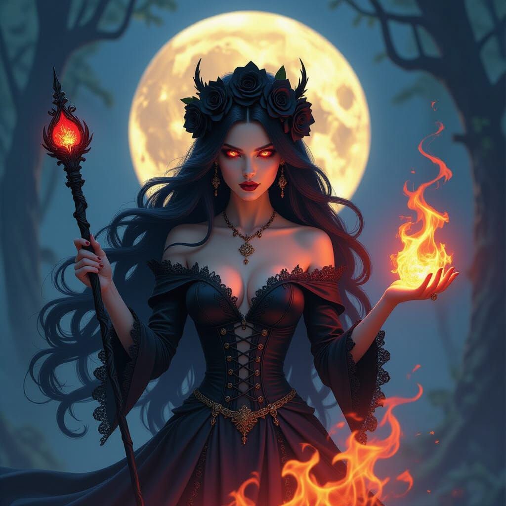 Morgan le Fay: Dark Fantasy Magic in Forest