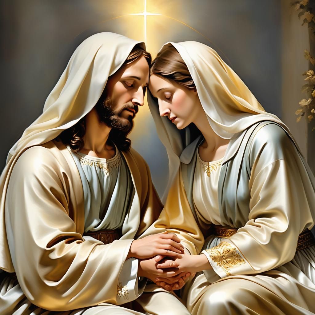 Jesus and Mary in Renaissance Style Painting