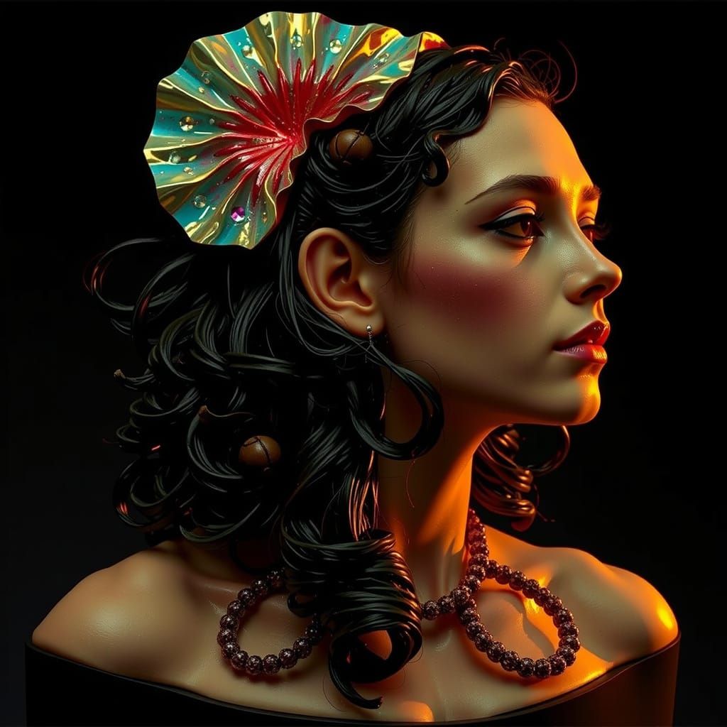 Hyperrealistic Sculpture Reflecting Grandeur in Vivid Colors