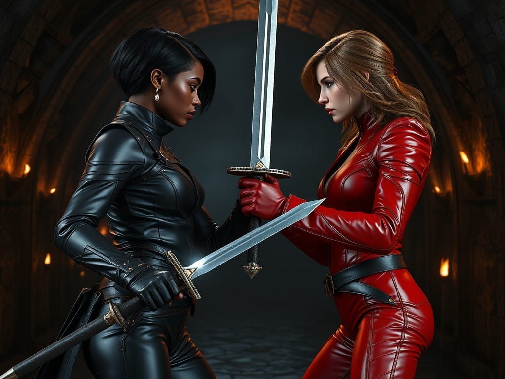 Sleek African Bodyguard Faces Off in Medieval Black Castle