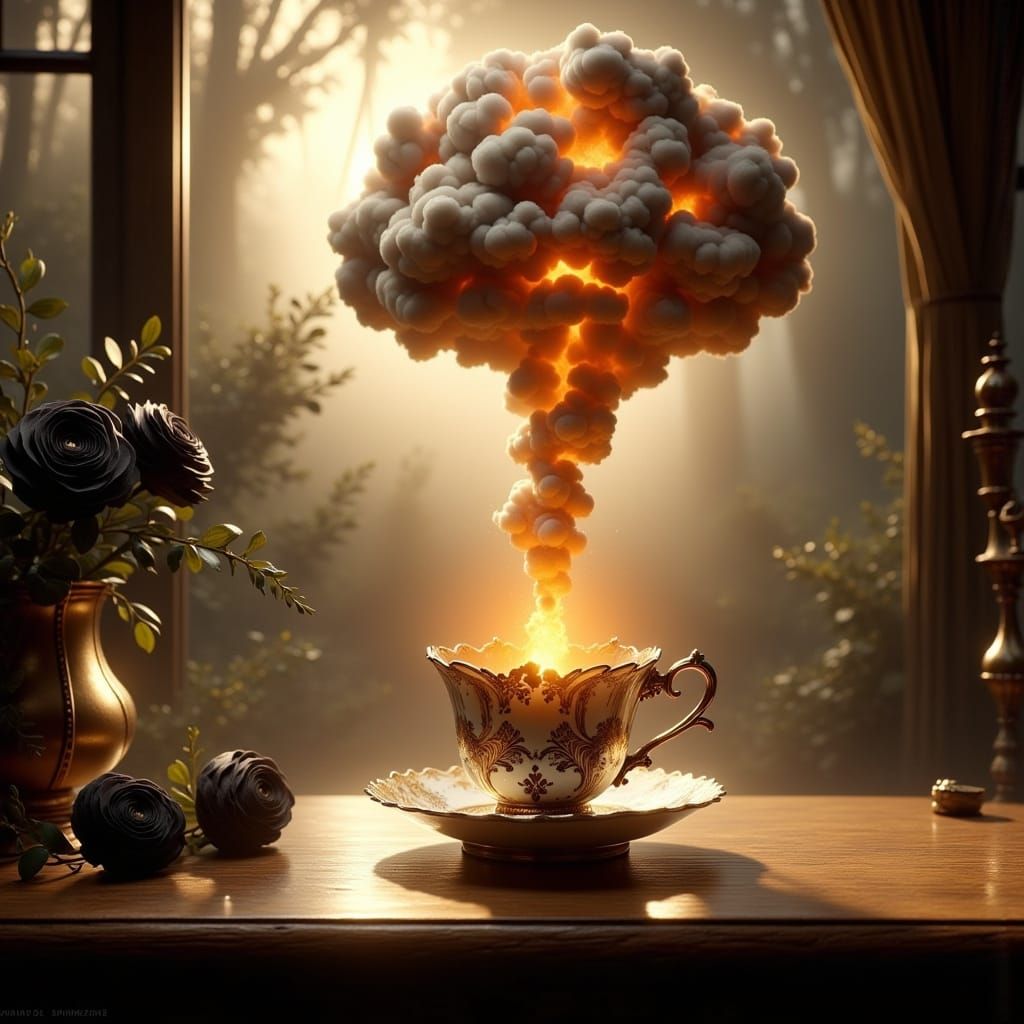 Surreal Nuclear Explosion in a Vintage Setting, Blending Won...
