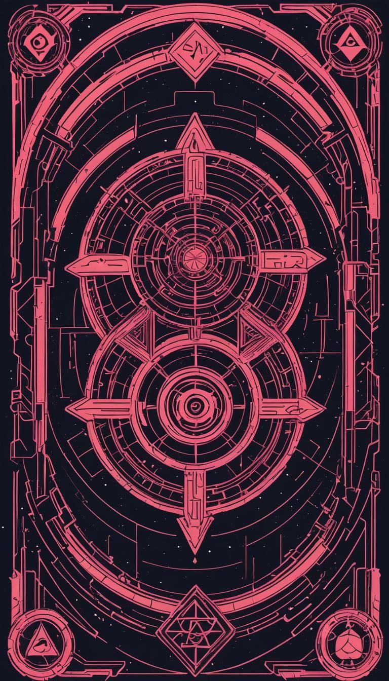 Four of Pentacles Tarot in Cyberpunk Style