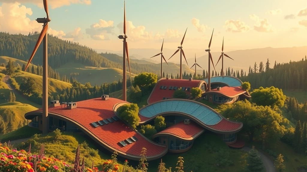 Solar Punk Eco Village in Harmony with Nature