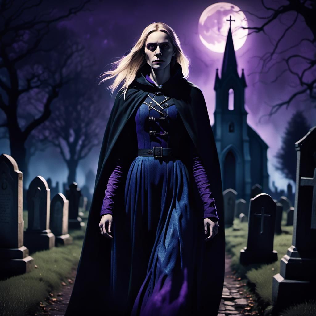 Eerie Midnight Walk in a Gothic Churchyard