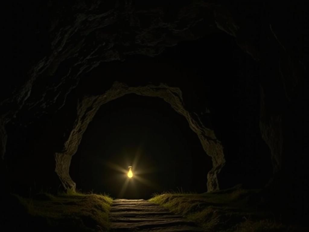 Pitch Black Cave with Fading Lamp