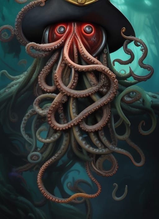 Eldritch Cthulhu Pirate Captain Portrait, Speedpaint