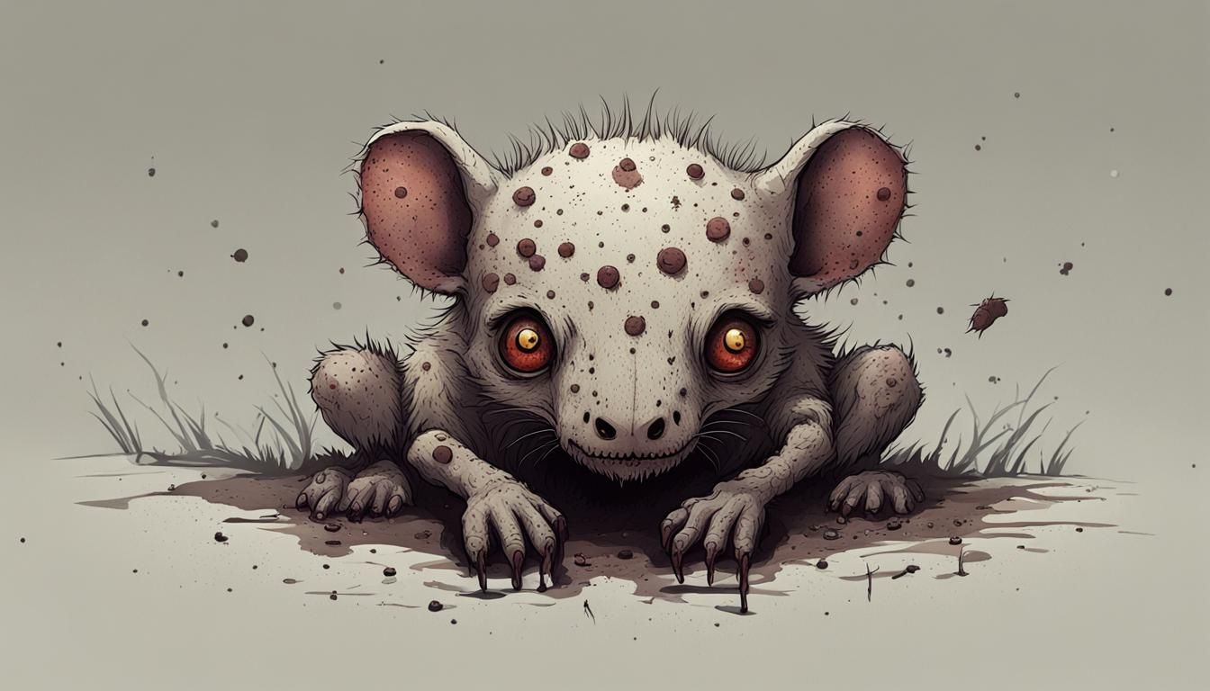 Creepy Scarred Creature in Horror Style