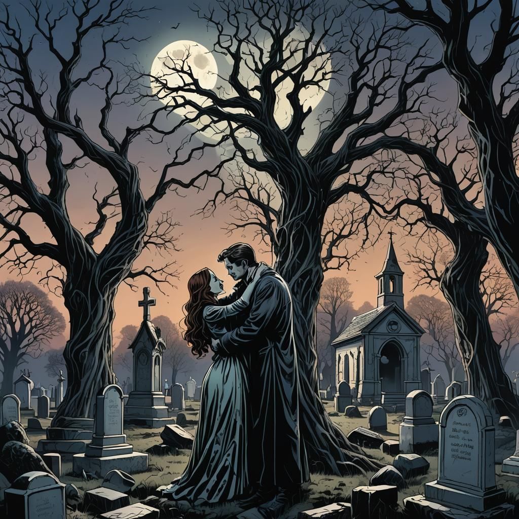 Moonlit Embrace: Comic Book Style Gothic Romance