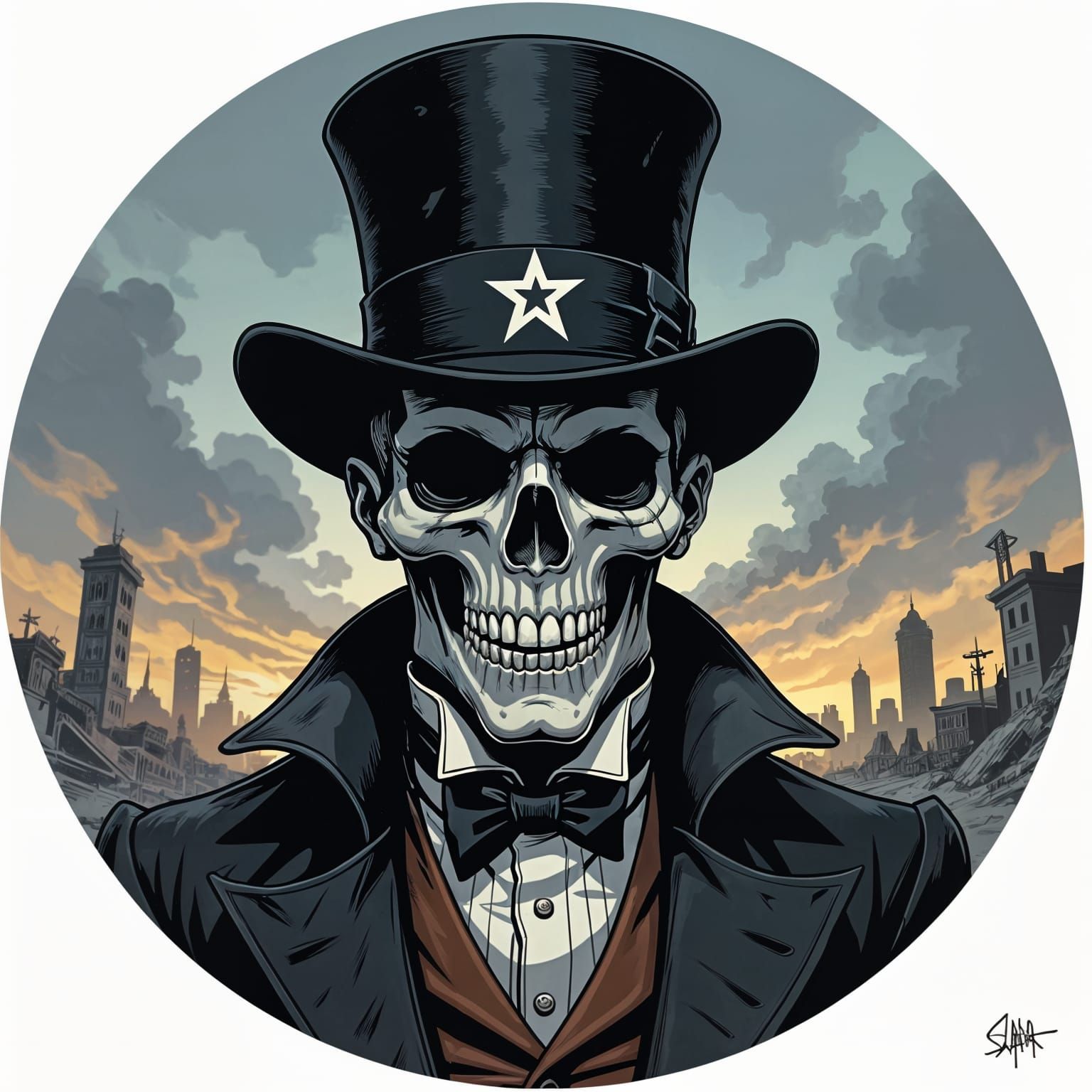 Baron Samedi Avatar in Apocalyptic Circle Composition