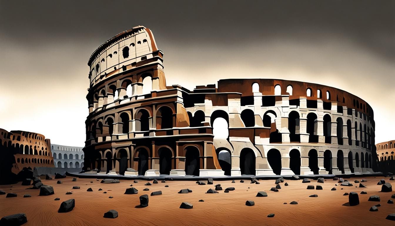 Colosseum Sculpture in Brown and Gray Hues