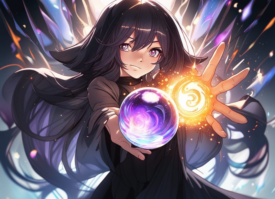 Enchanting Witch Casts Explosive Spell in Anime Art
