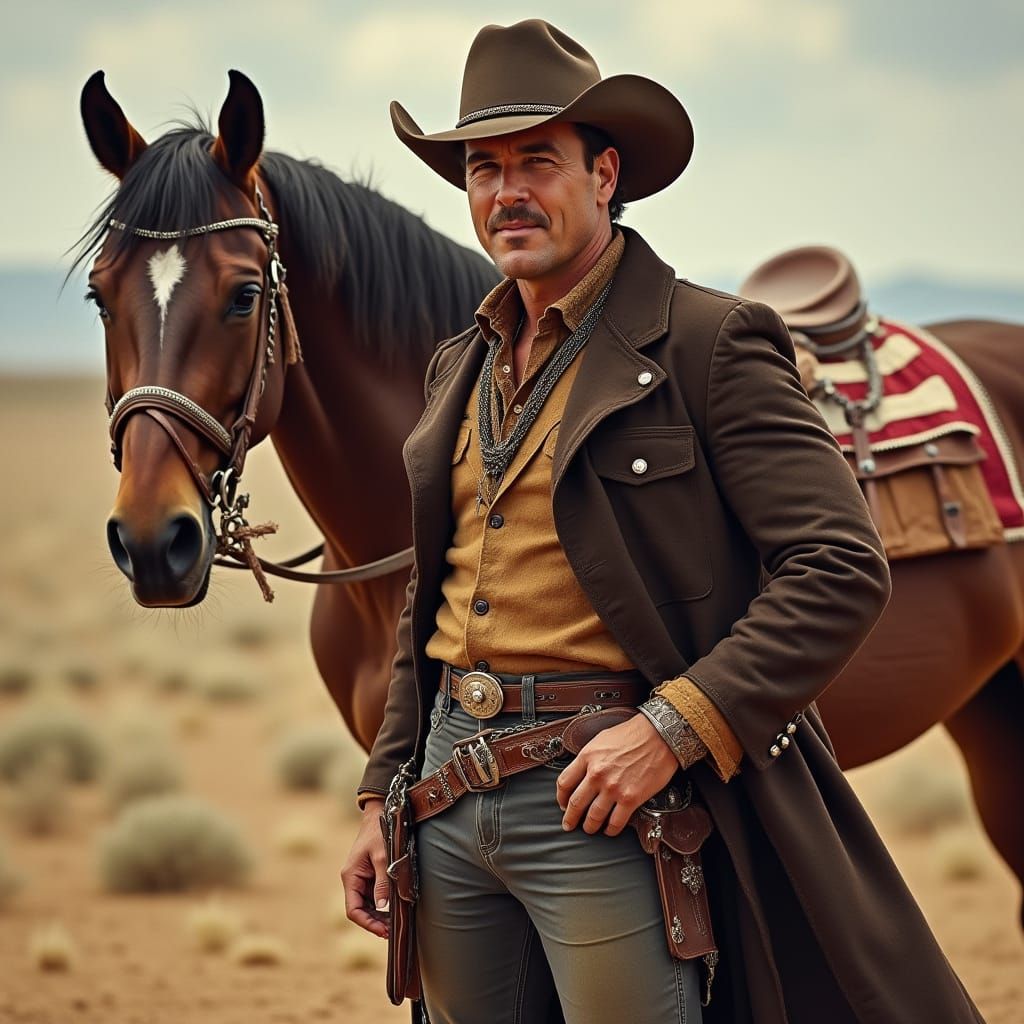 Rugged Cowboy in Elegant Western Attire
