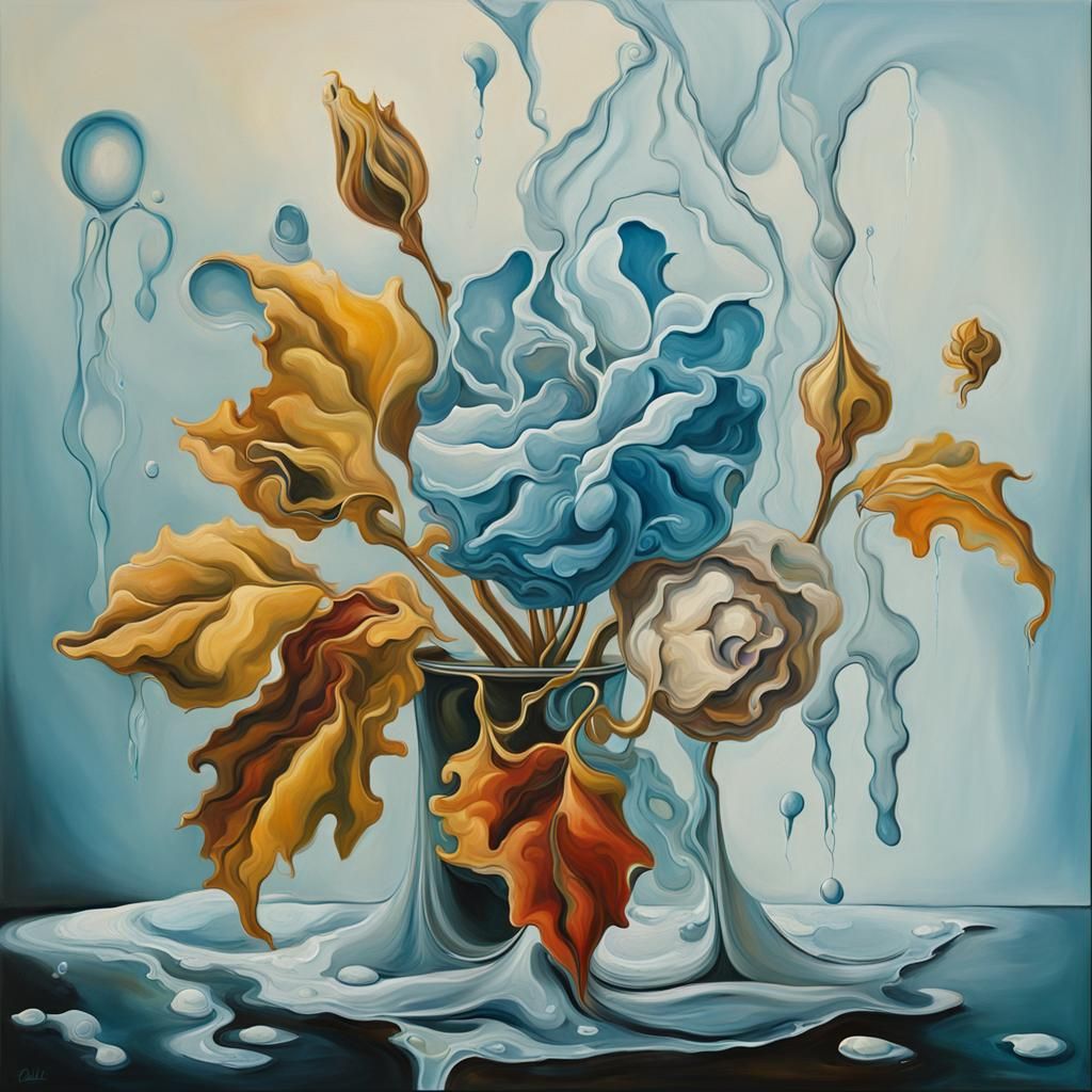 Surreal Frozen Flowers and Leaves in Ice