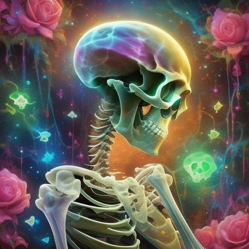 Skeletal Flapper in Speakeasy with Neon Glow