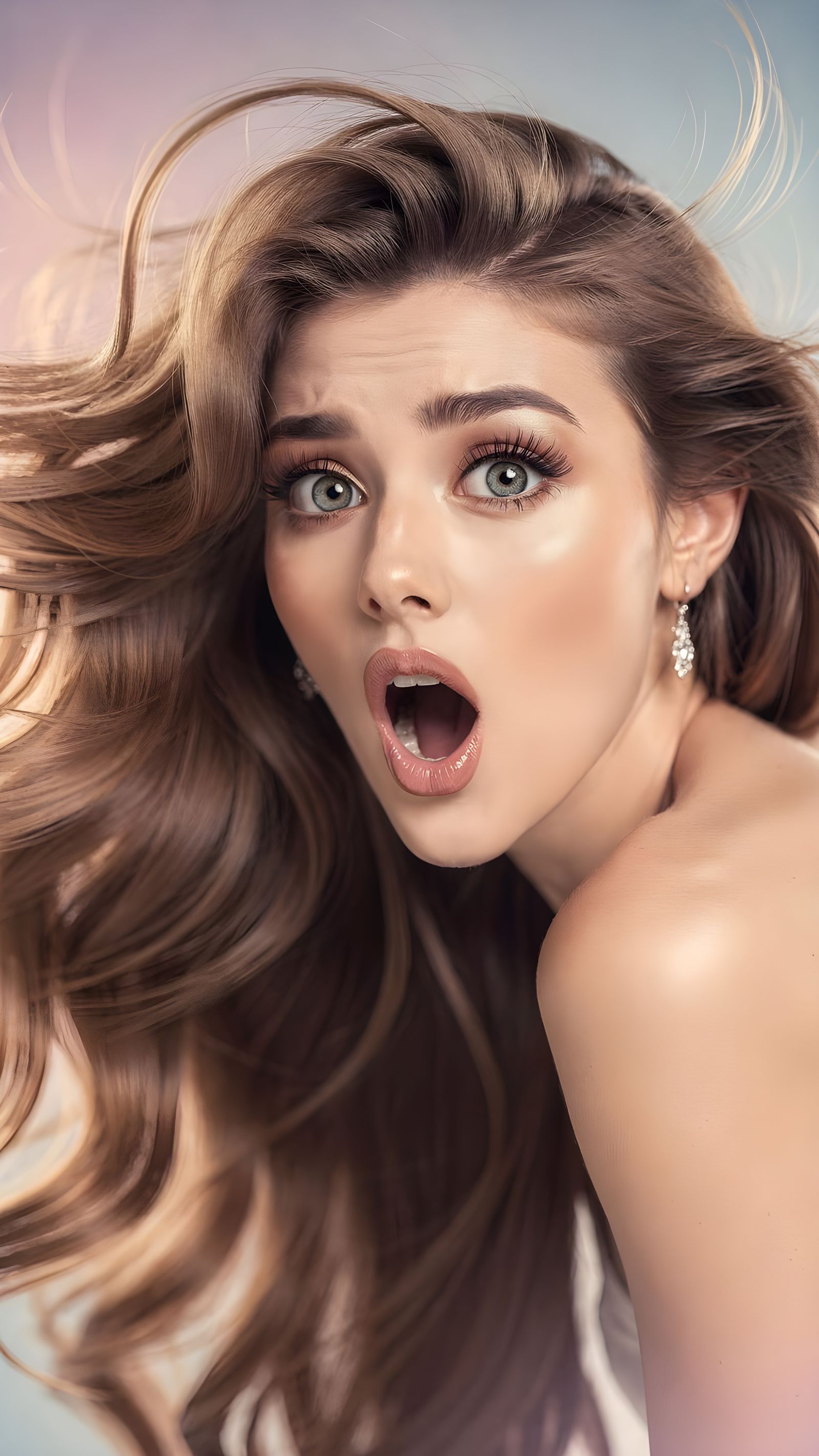 Hyper Realistic Portrait of a Woman in Shock