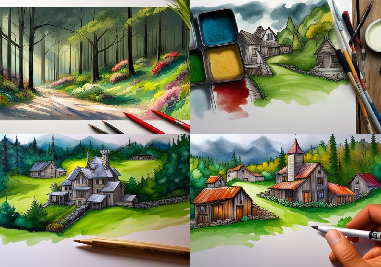 Image Transformed Into a Drawing With Base Colors